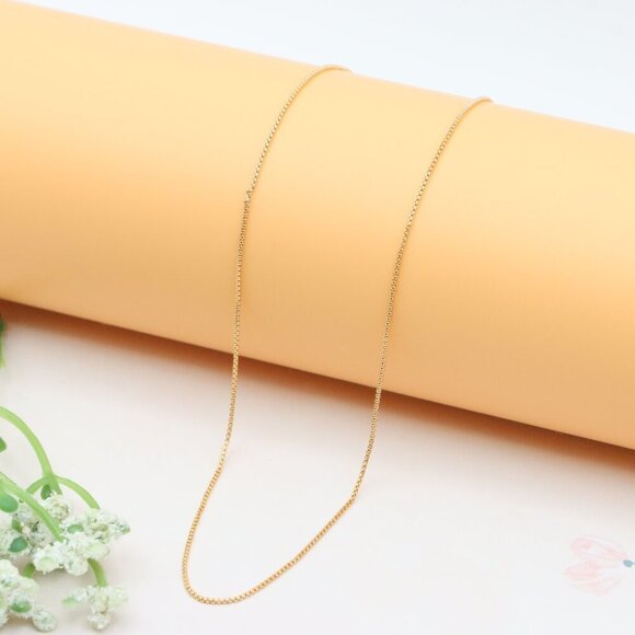 Elegant Rose Gold Plated Brass Necklace Box Chain Design, XPNL0279 - Picture 7 of 12